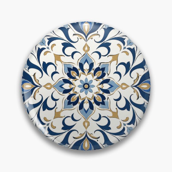 Item preview, Royal Sapphire & Gold Floral Arabesque Mandala Pattern designed and sold by NBT-NOVA.