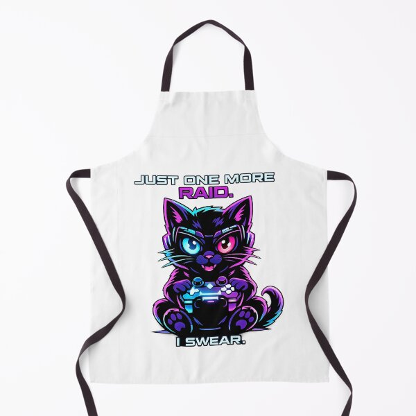 Item preview, ​Just One More Raid I Swear - Funny Neon Cyberpunk Gamer Cat designed and sold by DryHumorPrints.