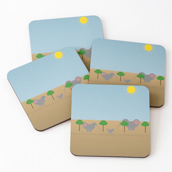 Item preview, African Elephant Family Savanna Sunset Wildlife Art  designed and sold by AfricanArtHub.