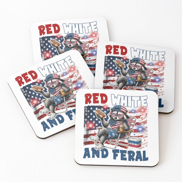 Item preview, Red White and Feral Funny Raccoon Eating Hotdog 250 Years designed and sold by BlightedArt.