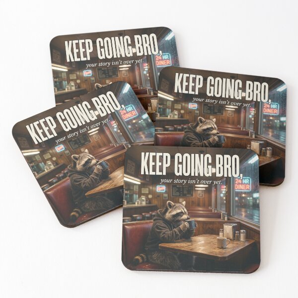 Item preview, Keep Going Bro Raccoon | Motivational Late-Night Coffee Meme T-Shirt designed and sold by DmaarGroup.
