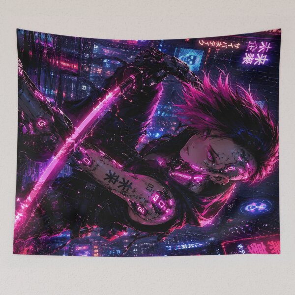 Item preview, Neon Rain Cyber Assassin Street Battle Ready Poster designed and sold by BorgSpareParts.