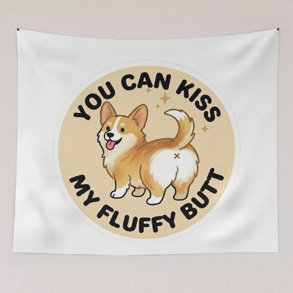 Item preview, You Can Kiss My Fluffy Butt – Cute Gold Corgi Doodle designed and sold by DailyStruggleCo.