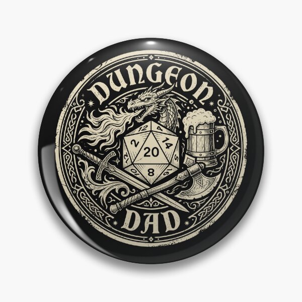 Item preview, Dungeon Dad TTRPG Vintage Badge D20 Dragon Beer Tabletop designed and sold by AdyKurniawan.