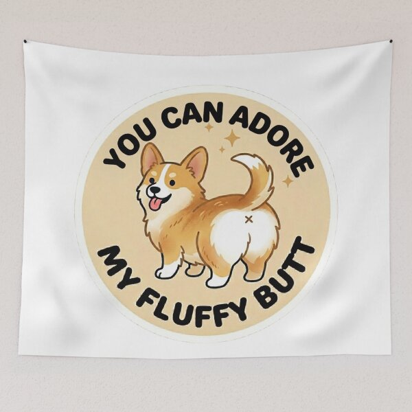 Item preview, You Can Adore My Fluffy Butt – Cute Gold Corgi Doodle designed and sold by DailyStruggleCo.