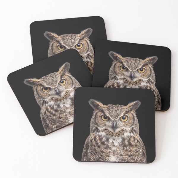 Item preview, Majestic Great Horned Owl Portrait with Intense Yellow Eyes designed and sold by RareLavender.