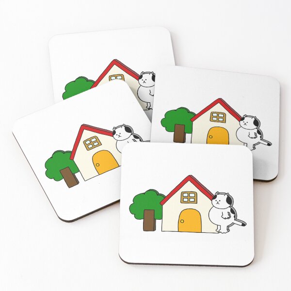 Item preview, flat Cat, house and tree designed and sold by superbaechoo.