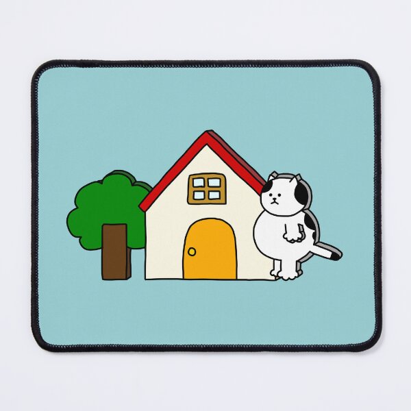 Item preview, flat Cat, house and tree designed and sold by superbaechoo.