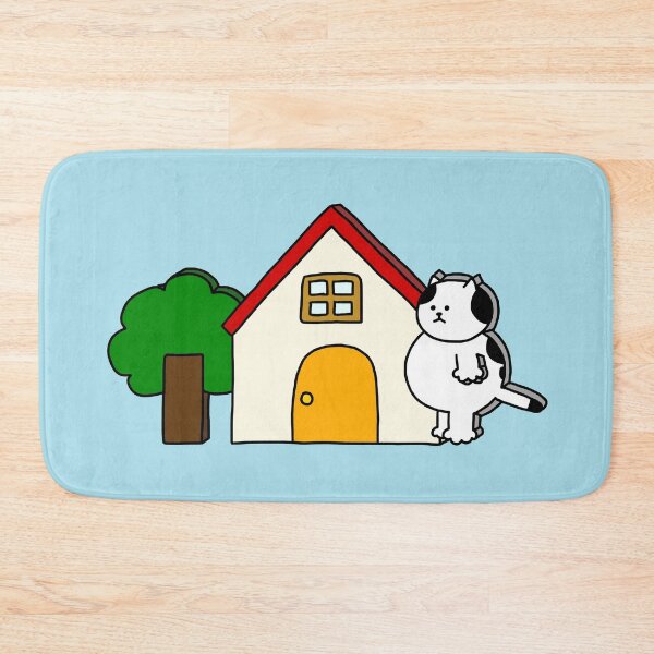 Item preview, flat Cat, house and tree designed and sold by superbaechoo.