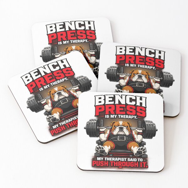 Item preview, Bench Press Is My Therapy Funny Gym Dog Weightlifting Humor designed and sold by DryHumorPrints.