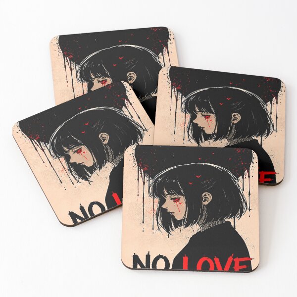 Item preview, No Love Anime Girl – Dark Aesthetic Broken Heart Japanese Streetwear designed and sold by saamessart.