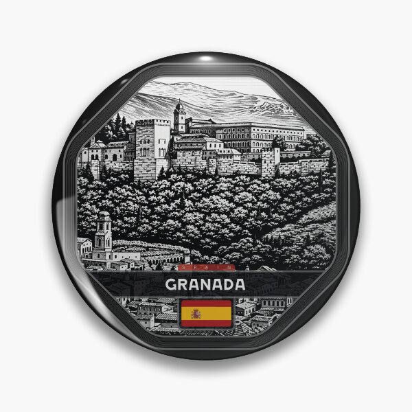 Artikelvorschau, Granada, Spanien, Linolschnitt-Stil entworfen und verkauft von Thistle-TShop.