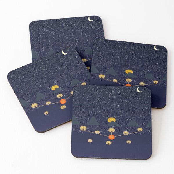 Item preview, African Village Night Stars Fire Huts Community Art  designed and sold by AfricanArtHub.