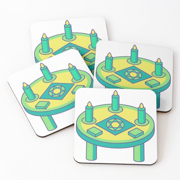 Item preview, mystical tarot table with candles and crystals designed and sold by Senglaopattern.