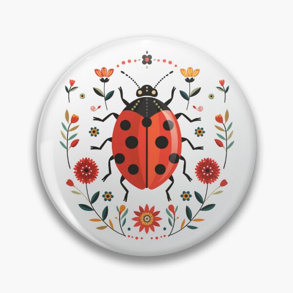 Item preview, Scandinavian Folk Art, Ladybug With Flowers designed and sold by xiao xuans.