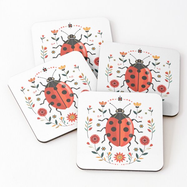 Item preview, Scandinavian Folk Art, Ladybug With Flowers designed and sold by xiao xuans.