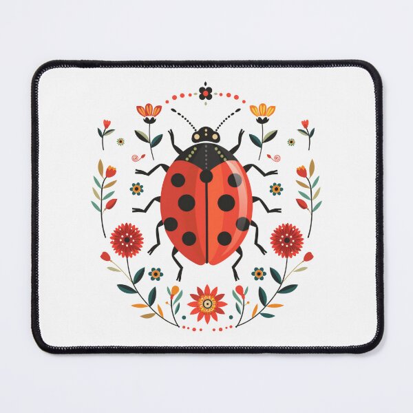 Item preview, Scandinavian Folk Art, Ladybug With Flowers designed and sold by xiao xuans.