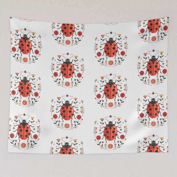 Item preview, Scandinavian Folk Art, Ladybug With Flowers designed and sold by xiao xuans.