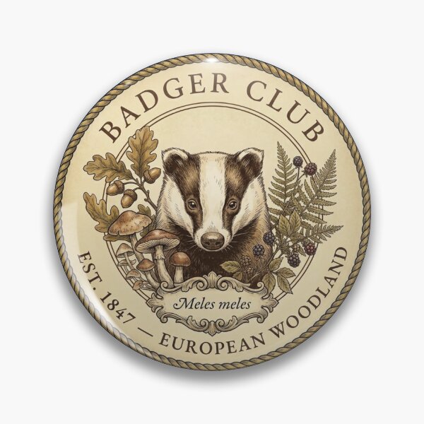Item preview, Badger Club Vintage Badge European Woodland Art designed and sold by CalmCapy Co.