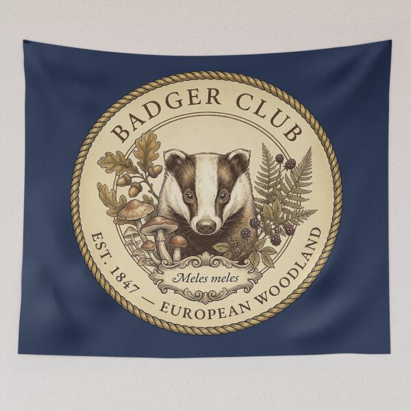 Item preview, Badger Club Vintage Badge European Woodland Art designed and sold by CalmCapy Co.