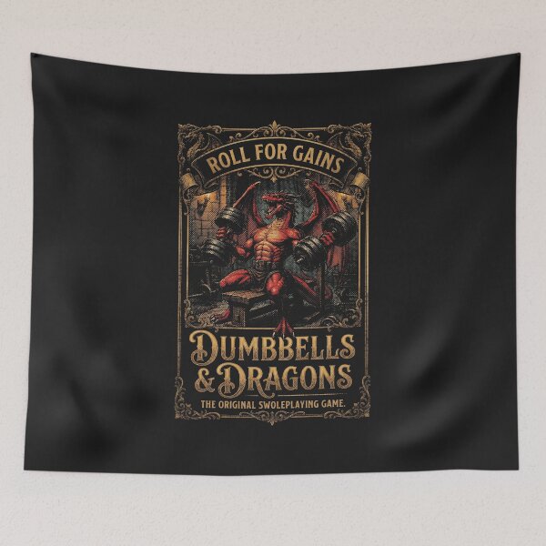 Item preview, Dumbbells And Dragons Roll For Gains Swoleplaying Game TTRPG designed and sold by AdyKurniawan.