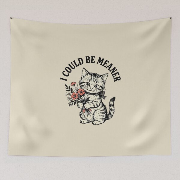 Item preview, I Could Be Meaner - Vintage Sarcastic Cat designed and sold by dudelinart.