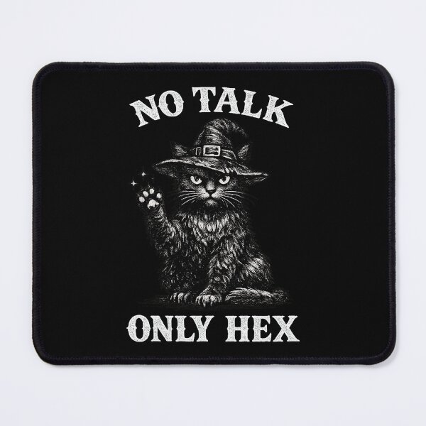 Artikelvorschau, Witch Cat „No Talk Only Hex“ Shirt – Lustige schwarze Hexenkatze im Vintage Engraving Stil entworfen und verkauft von Lichtisign.