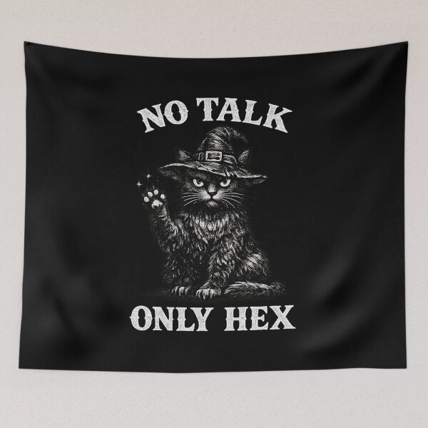 Item preview, Witch Cat “No Talk Only Hex” Shirt – Funny black witch cat in vintage engraving style designed and sold by Lichtisign.