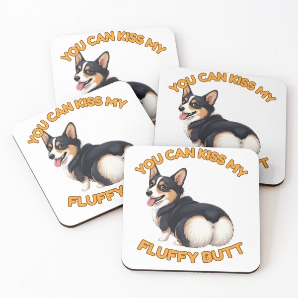 Item preview, You Can Kiss My Fluffy Butt – Funny Tricolor Corgi Meme designed and sold by DailyStruggleCo.