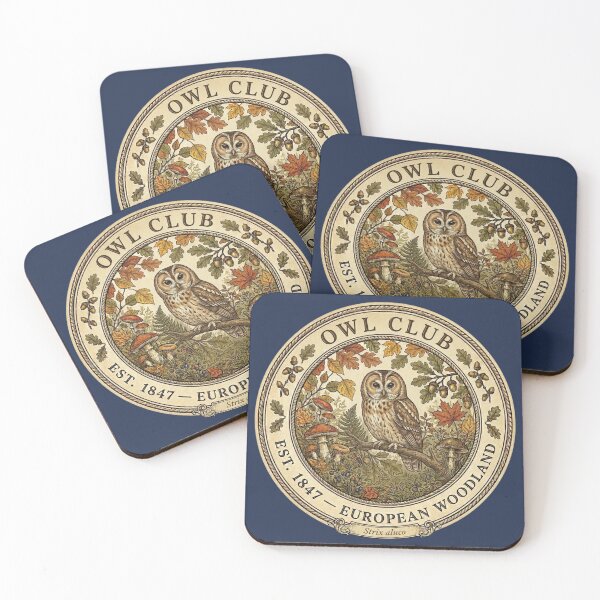 Item preview, Owl Club Vintage Badge European Woodland Art designed and sold by CalmCapy Co.