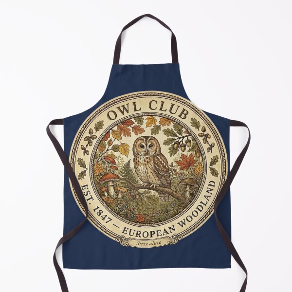 Item preview, Owl Club Vintage Badge European Woodland Art designed and sold by CalmCapy Co.