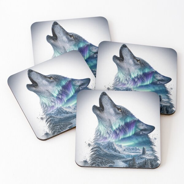 Item preview, Aurora Wolf Midnight Glow Art designed and sold by EasyTees4u.
