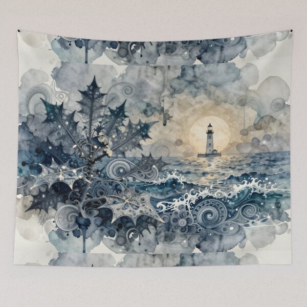Item preview, Watercolor Seascape with Lighthouse designed and sold by sigmaartstudio.