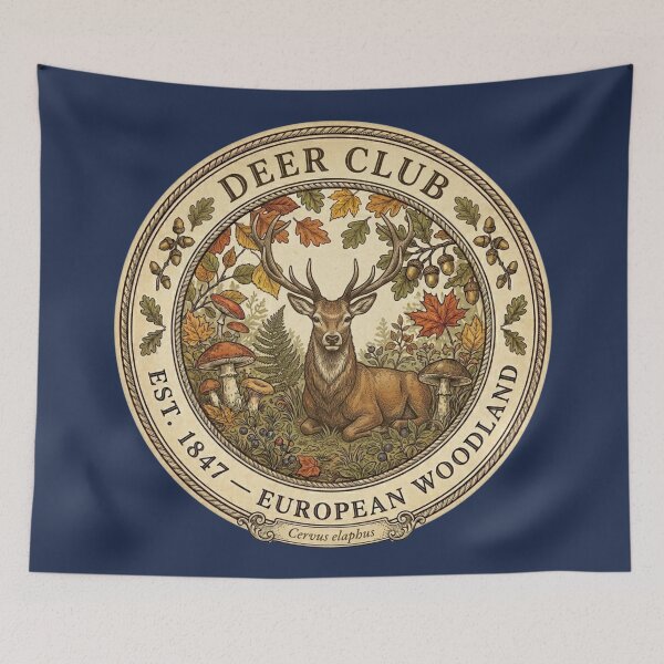 Item preview, Deer Club Vintage Badge European Woodland Art designed and sold by CalmCapy Co.