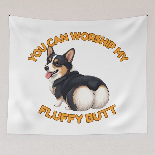 Item preview, You Can Worship My Fluffy Butt – Funny Tricolor Corgi Meme designed and sold by DailyStruggleCo.