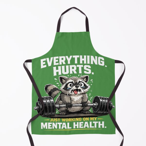 Item preview, Everything Hurts Just Working On My Mental Health Funny Gym Raccoon designed and sold by DryHumorPrints.