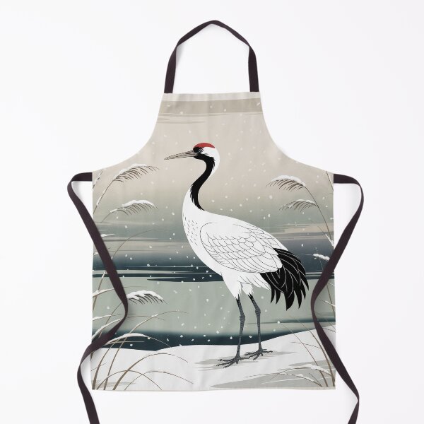 Item preview, Ohara Koson Style Japanese Woodblock Red Crowned Crane Winter Print designed and sold by Tamas Das.