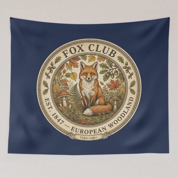 Item preview, Fox Club Vintage Badge European Woodland Art designed and sold by CalmCapy Co.