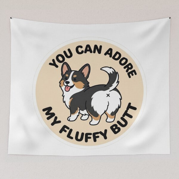 Item preview, You Can Adore My Fluffy Butt – Cute Tricolor Corgi Doodle designed and sold by DailyStruggleCo.