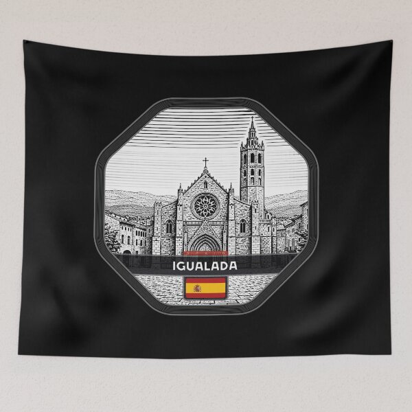 Item preview, Igualada Spain Linocut Style  designed and sold by Thistle-TShop.