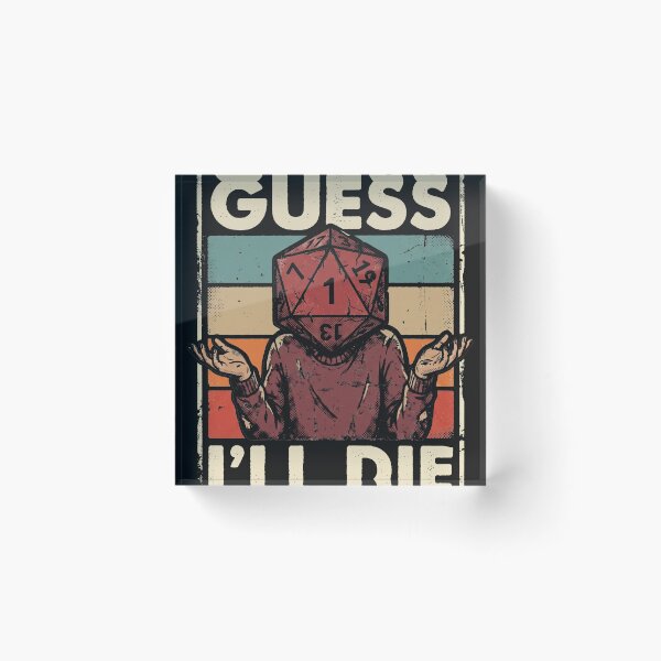 Item preview, Guess I'll Die Critical Fail D20 Dice Retro Sunset Humor designed and sold by AdyKurniawan.