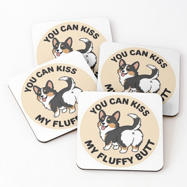 Item preview, You Can Kiss My Fluffy Butt – Cute Tricolor Corgi Doodle designed and sold by DailyStruggleCo.