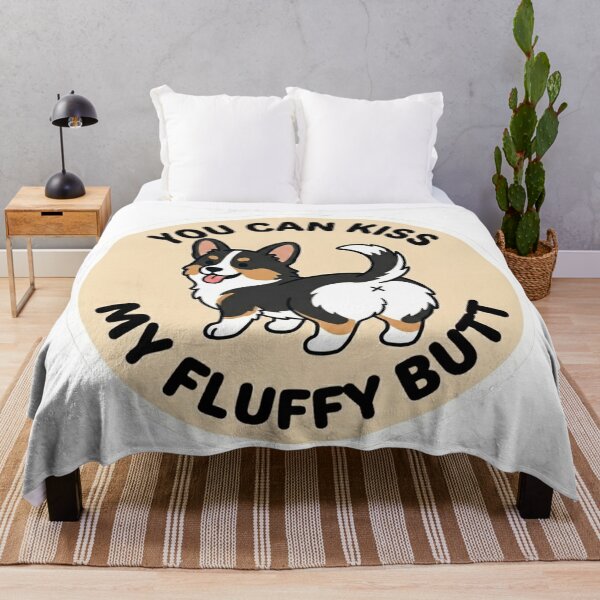 Item preview, You Can Kiss My Fluffy Butt – Cute Tricolor Corgi Doodle designed and sold by DailyStruggleCo.