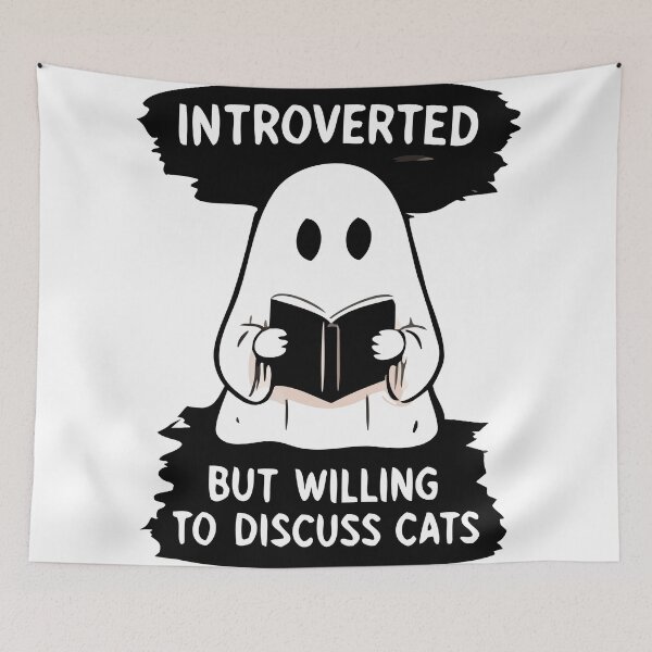 Item preview, Introverted but Willing to Discuss Cats – Funny Ghost Cat Lover Design designed and sold by FAFshop.