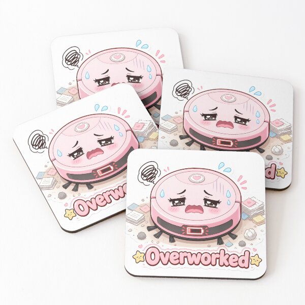 Item preview, Overworked Robot Vacuum Sticker designed and sold by OksArtStudio.