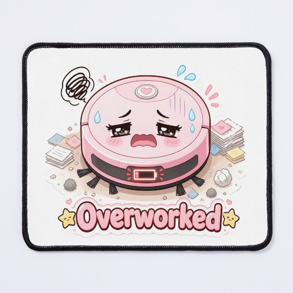 Item preview, Overworked Robot Vacuum Sticker designed and sold by OksArtStudio.