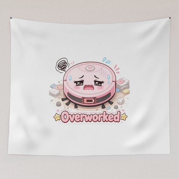 Item preview, Overworked Robot Vacuum Sticker designed and sold by OksArtStudio.