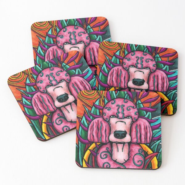 Item preview, Pink poodle in an abstract jungle decor designed and sold by NadiaChevrel.