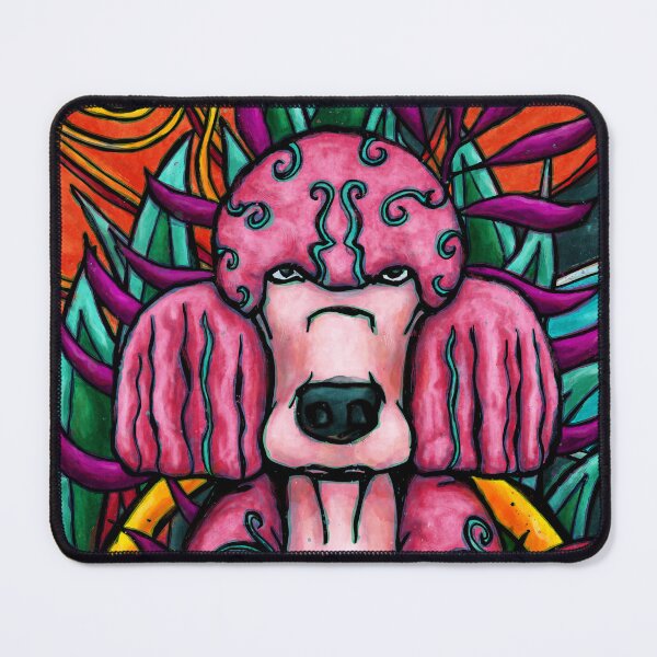Item preview, Pink poodle in an abstract jungle decor designed and sold by NadiaChevrel.