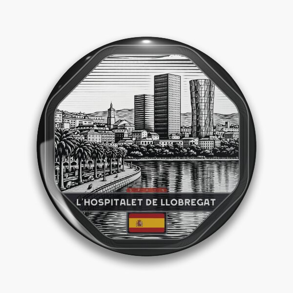 Item preview, L'Hospitalet de Llobregat Spain Linocut Style  designed and sold by Thistle-TShop.